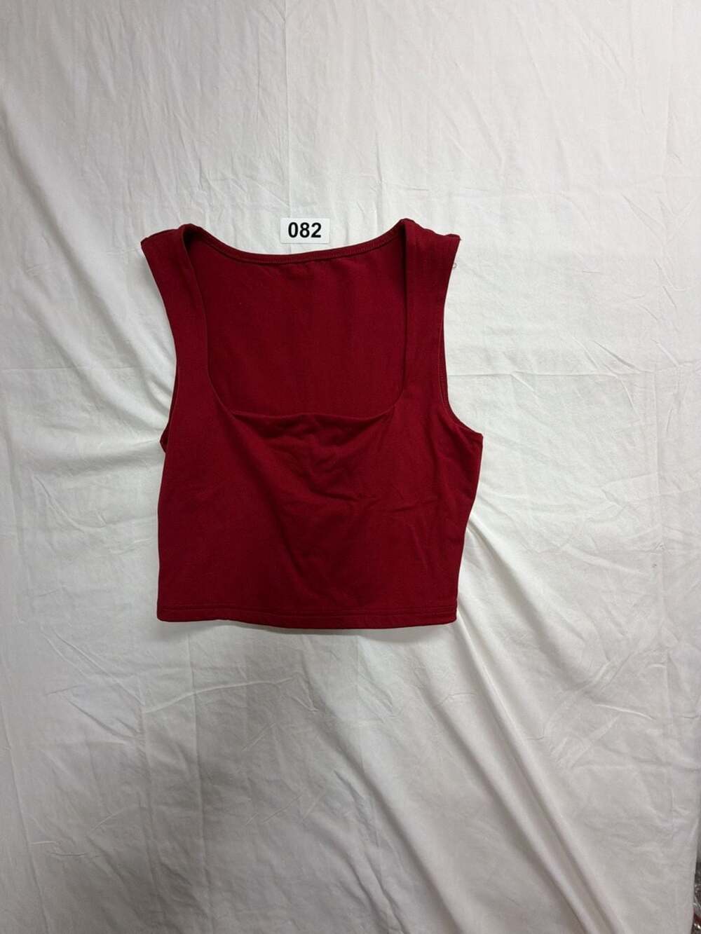 Burgundy Square Neck Crop Tank Top